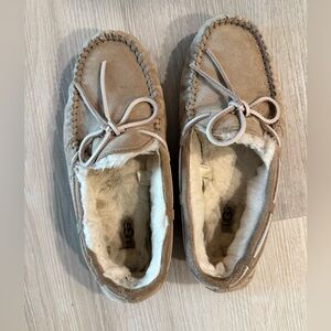 UGG Beige Suede Moccasin Slippers